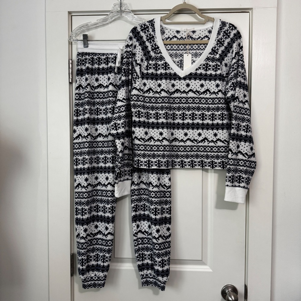 NEW Z Supply Small Fair Isle Snowflake Blue White Pajamas Winter Christmas